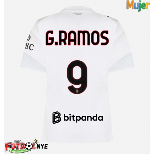 Camiseta AC Milan Goncalo Ramos #9 Visitante Equipación para mujer 2026-27 manga corta